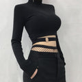 Women Slim Short T-shirt Sexy Tight Turtleneck Long Sleeve Goth Crop Top - MERGE.DAY.1.FREESTYLE