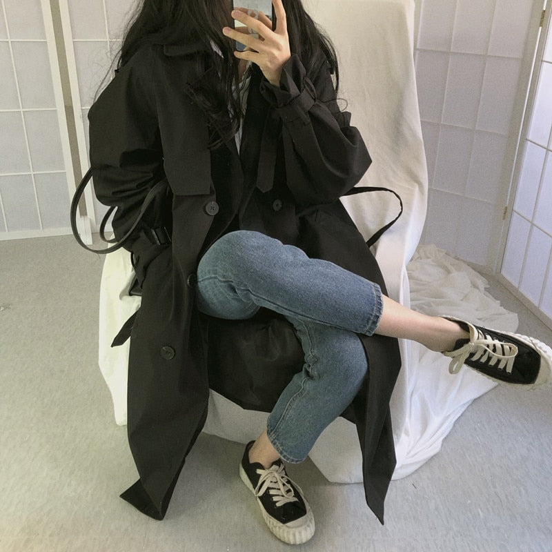 Loose Overcoat Autumn Winter Fashion Double-breasted Windbreaker Femme - MERGE.DAY.1.FREESTYLE