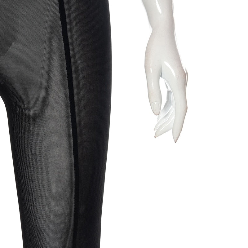 Mesh Solid Bandage High Waist Leggings Bodycon - MERGE.DAY.1.FREESTYLE