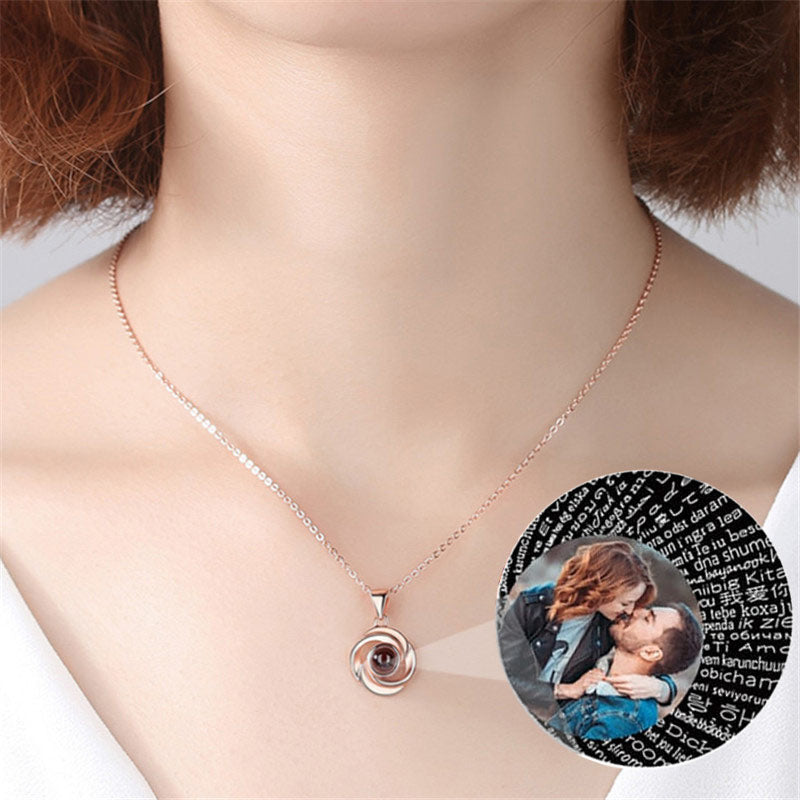 Rose Flower Photo Projection Necklace - MERGE.DAY.1.FREESTYLE