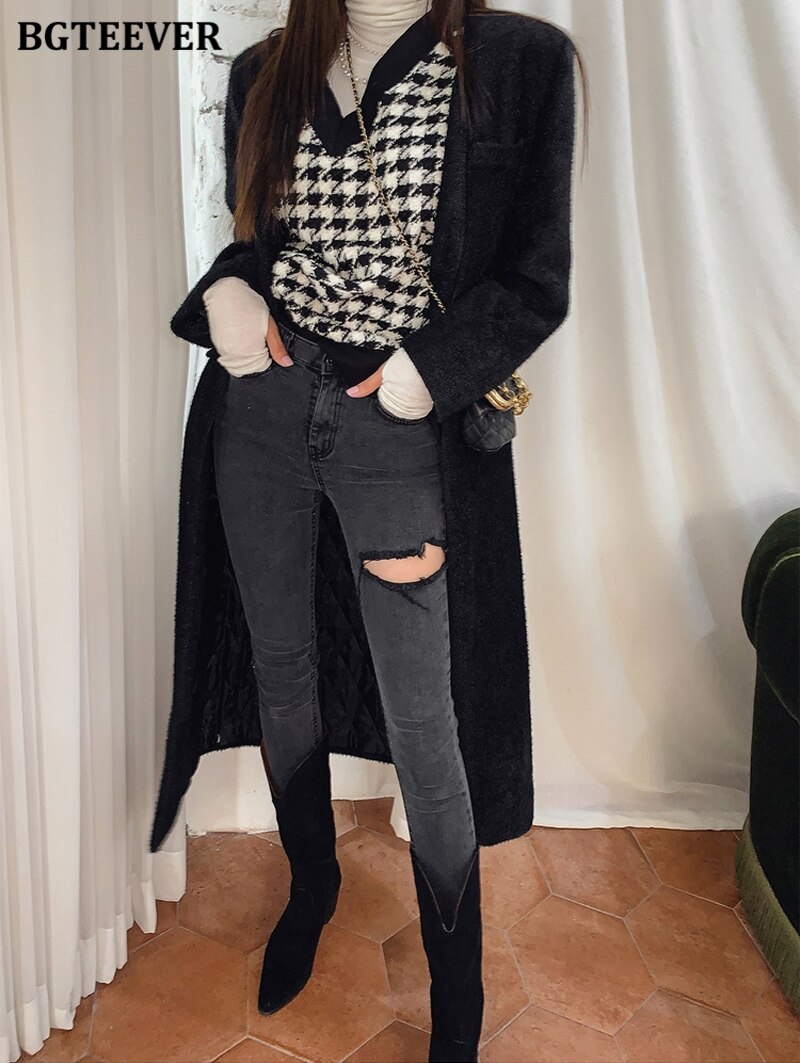 Irregular Ripped Holes Women Pencil Denim Jeans Stylish High Waist Stretched - MERGE.DAY.1.FREESTYLE