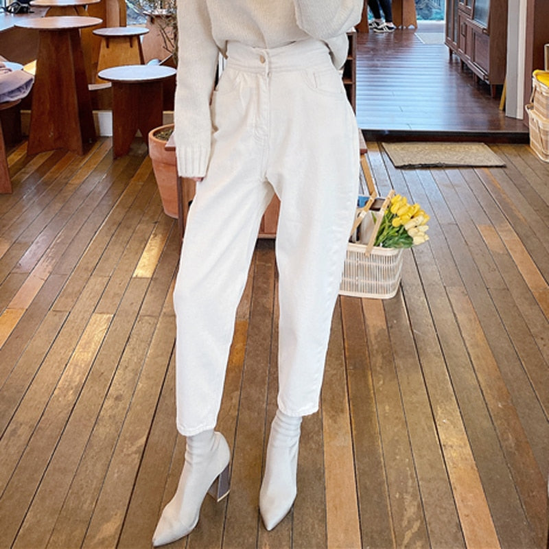 Harem Jeans Pants High Waist Loose Denim Jeans Female Buttons Trousers - MERGE.DAY.1.FREESTYLE