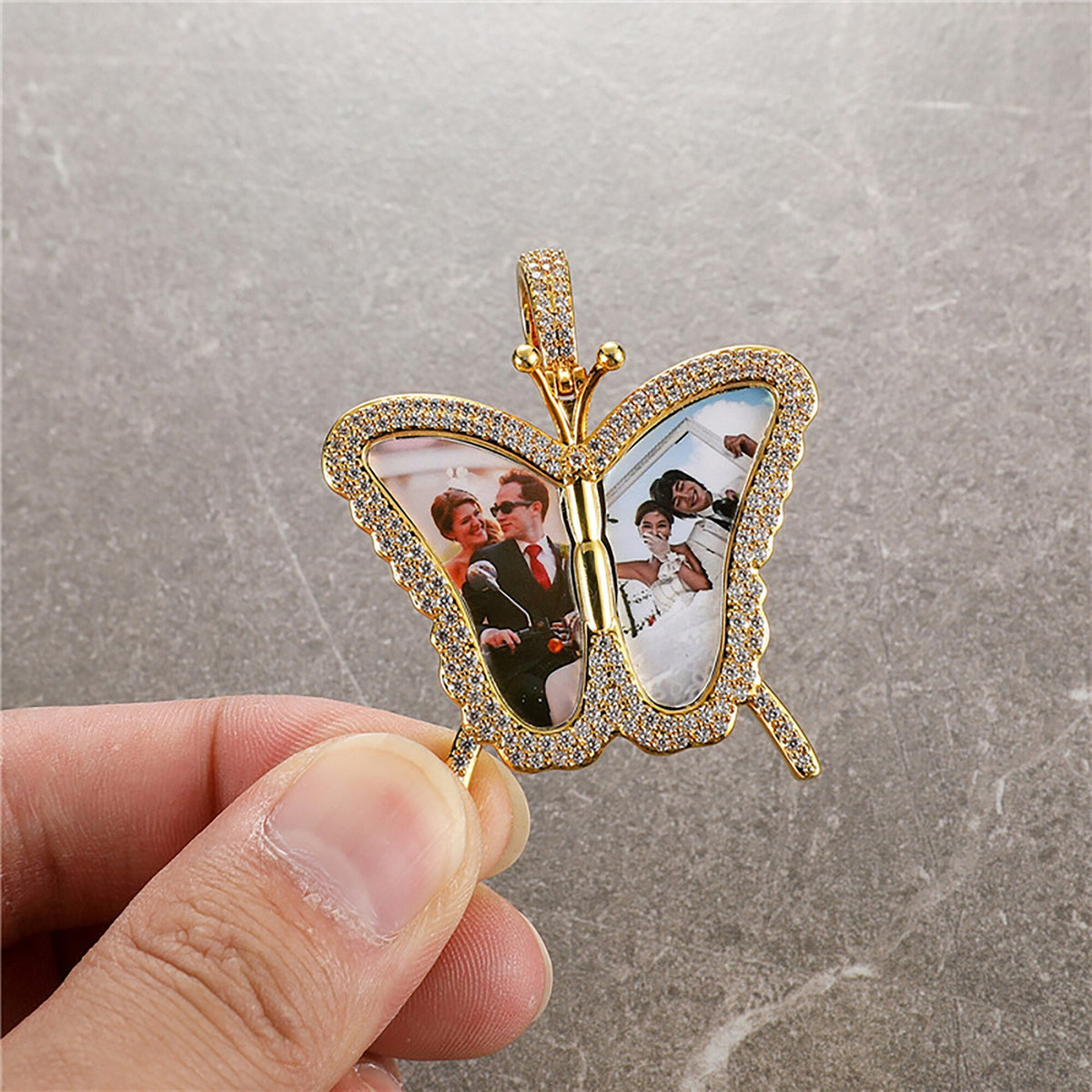 Personalised Butterfly Locket Necklace For Opening Print Two Photo Pendant - MERGE.DAY.1.FREESTYLE