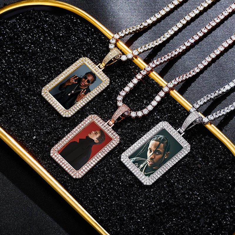 custom photo square medallion pendant hip hop fashion jewelry - MERGE.DAY.1.FREESTYLE