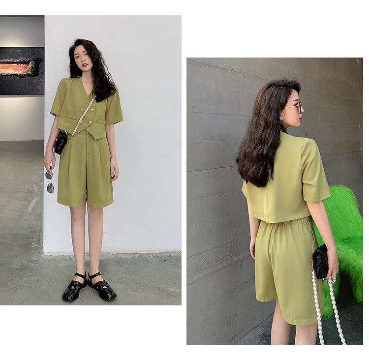 Fashion Office Short Sets Women Korean Loose Two Piece Suits Summer Thin - MERGE.DAY.1.FREESTYLE