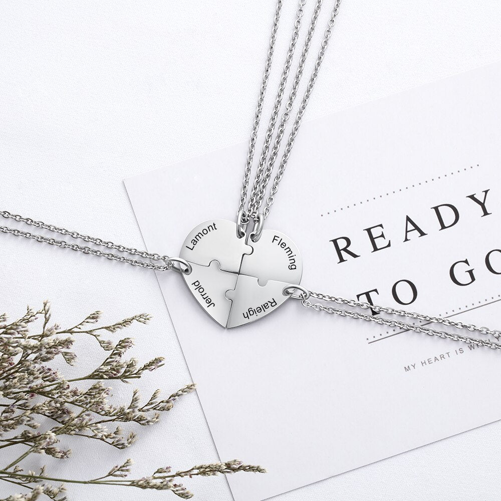 BFF Heart Shaped Friendship Birthstone Necklace with for 4 Friends - MERGE.DAY.1.FREESTYLE