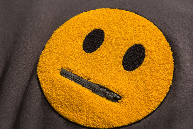 Zipper Pocket Smile Face Patchwork Fleece Hoodies Sweatshirts Streetwear - MERGE.DAY.1.FREESTYLE