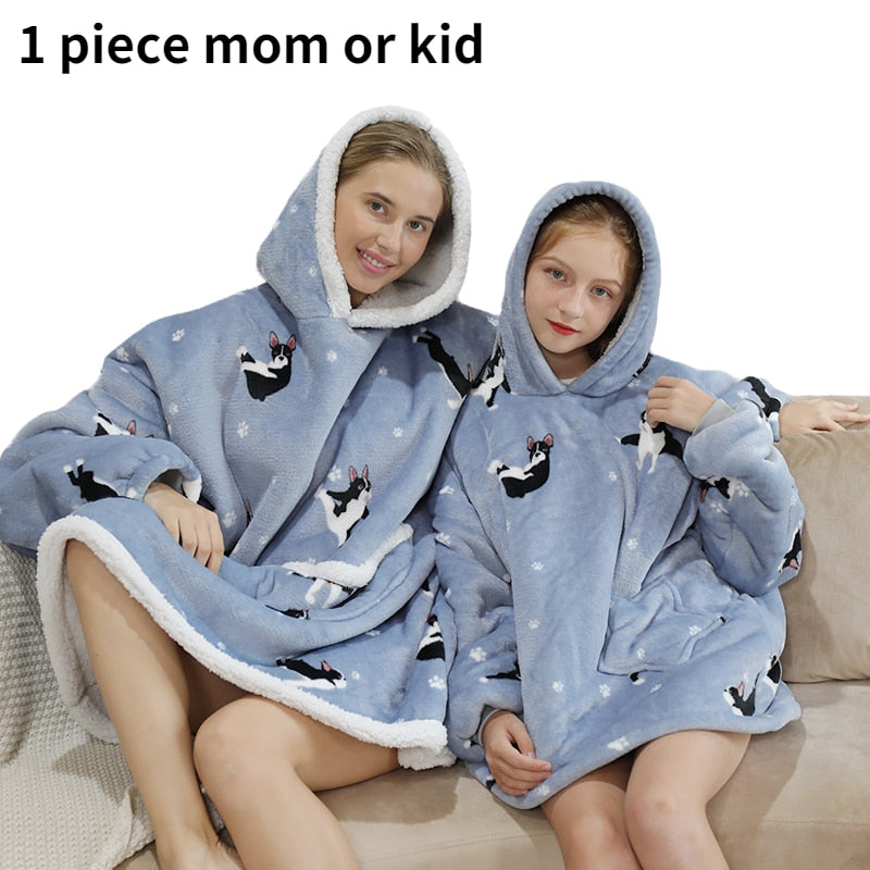 Printed Wearable Blanket Hoodie Fleece Warm Kids Sleepwear Hoody Sweatshirt - MERGE.DAY.1.FREESTYLE