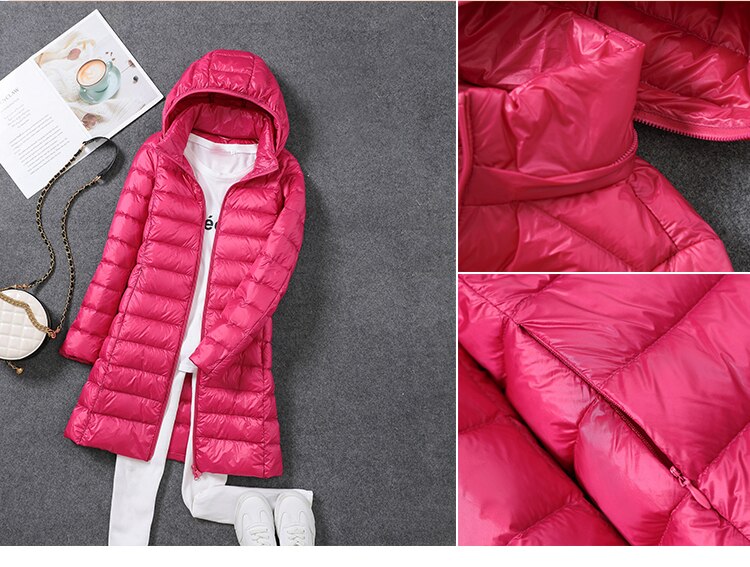 Ultralight Thin Down Jacket White Duck Down Hooded long Jackets Long Sleeve - MERGE.DAY.1.FREESTYLE