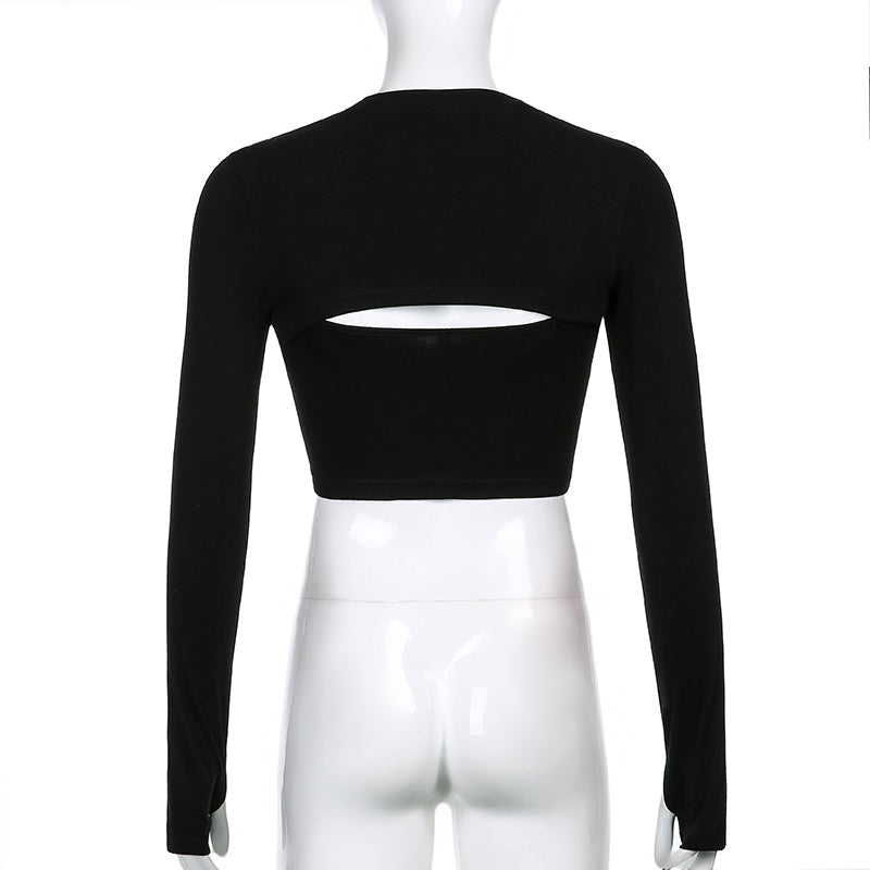 Sexy Hollow Knit Top Sweater Women Party Navel Slim Ribbed Summer Lady Shirts - MERGE.DAY.1.FREESTYLE