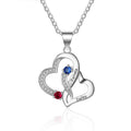 Customized 2 Birthstones Intertwined Heart Necklace Wedding Jewelry - MERGE.DAY.1.FREESTYLE