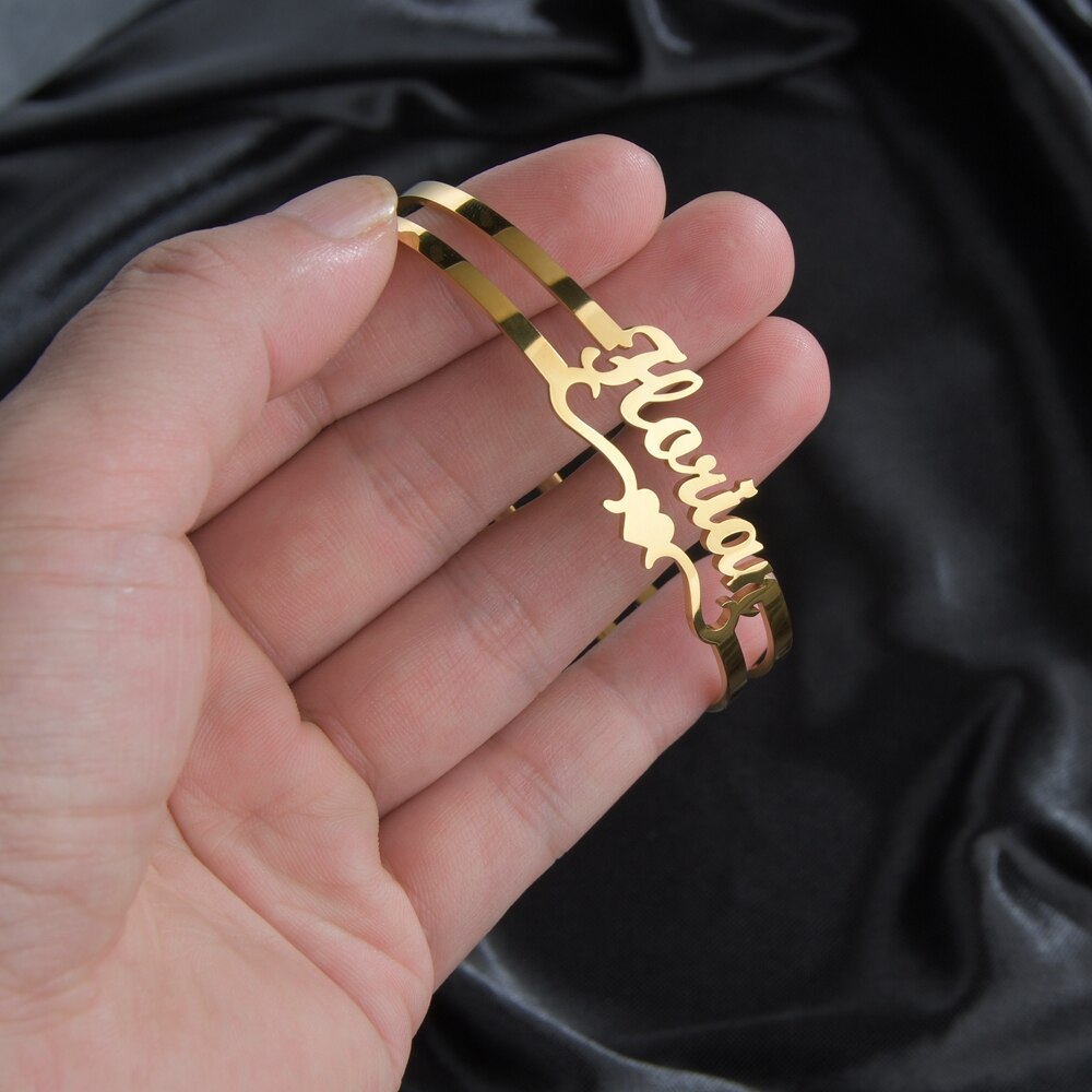 Customized Letter Name Bracelet Bangles for Women Men Chrismas Jewelry Gift - MERGE.DAY.1.FREESTYLE