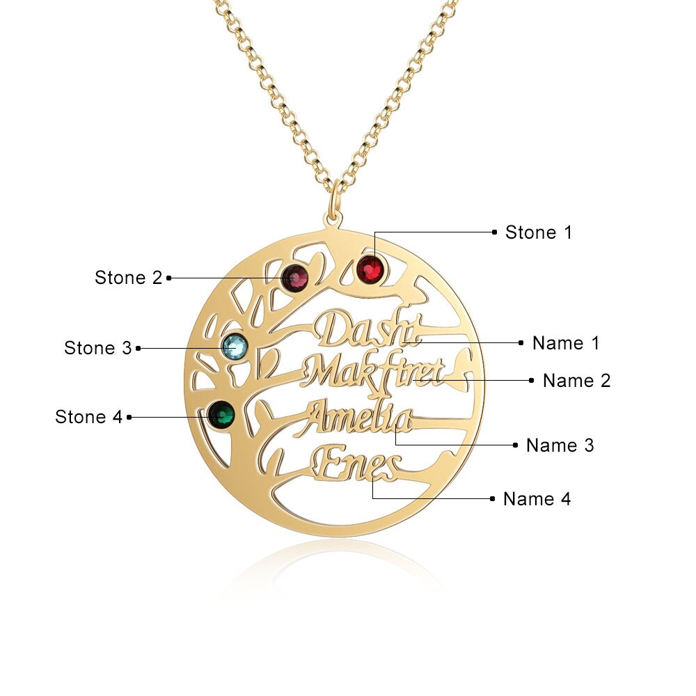 Customized Family Tree Necklace Sister Best Friend Nameplate Gift - MERGE.DAY.1.FREESTYLE
