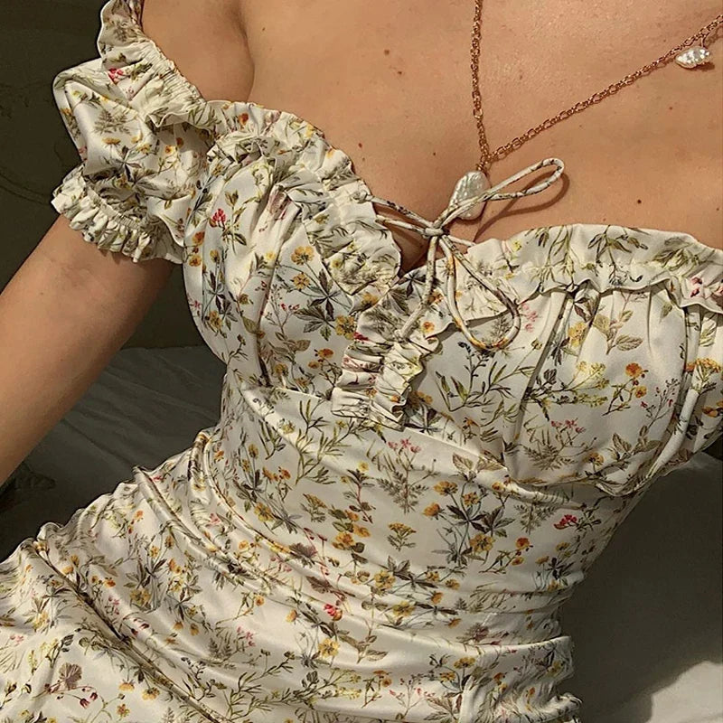 Summer Floral Off Shoulder Puff Sleeve Maxi Dress - MERGE.DAY.1.FREESTYLE
