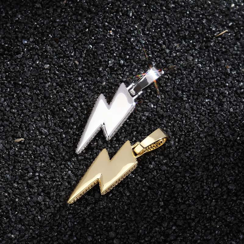 Iced Out Bling Lightning Pendants With Tennis Chain Copper Material Men's Hip Hop Jewelry Gift - MERGE.DAY.1.FREESTYLE