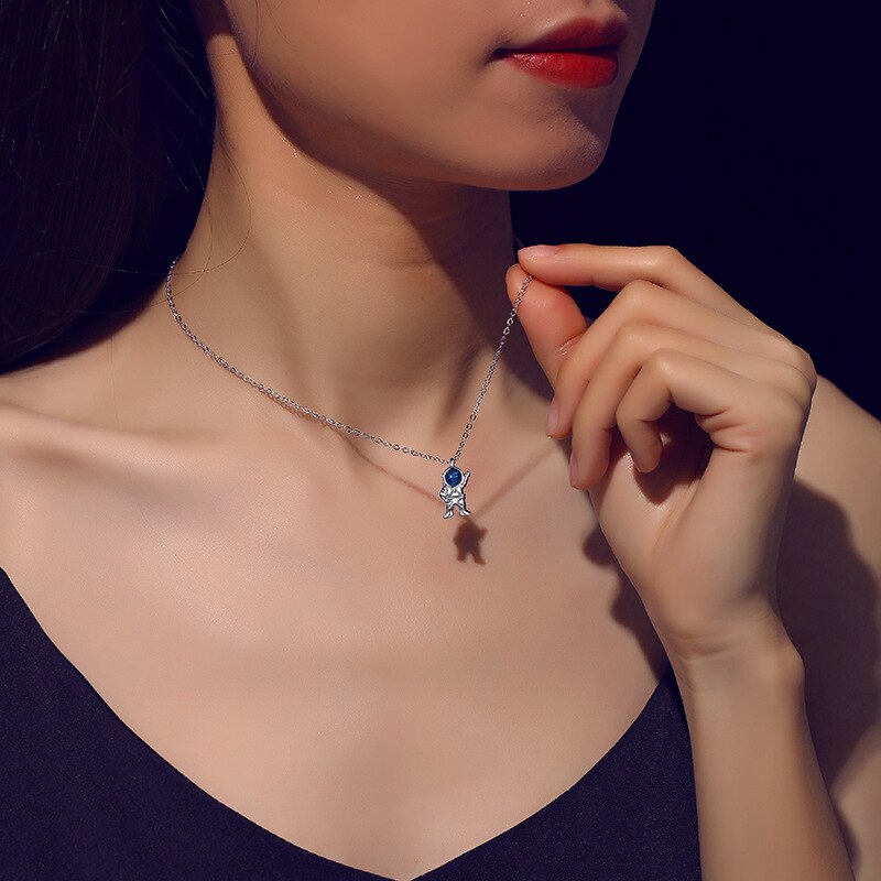 Spaceman Moon Couples Necklace Milky Way Space Pendant Necklaces Jewelry - MERGE.DAY.1.FREESTYLE