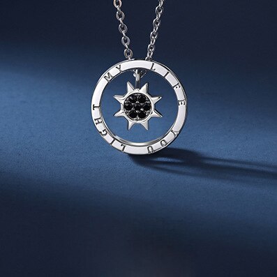 couple silver color ring sun and moon two-color pendant necklace jewelry gift - MERGE.DAY.1.FREESTYLE