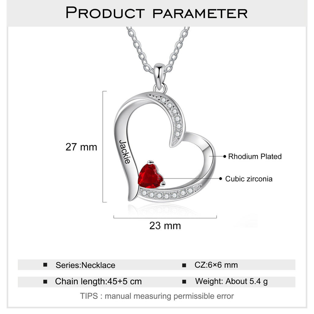 Personalized 1-6 Name Engraving Heart Pendant DIY Birthstone Necklace - MERGE.DAY.1.FREESTYLE