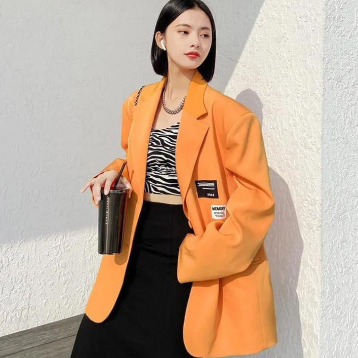 Oversize Blazer Women Autumn Loose Wide Shoulder Suit Coats Casual Label Blazers Female - MERGE.DAY.1.FREESTYLE