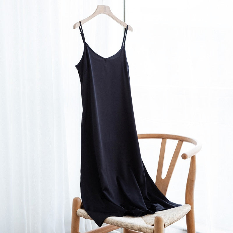 Women'S Dress Summer Spaghetti Satin Long Party Dresses For New Year 2022 Midi Robe Plus Size - MERGE.DAY.1.FREESTYLE