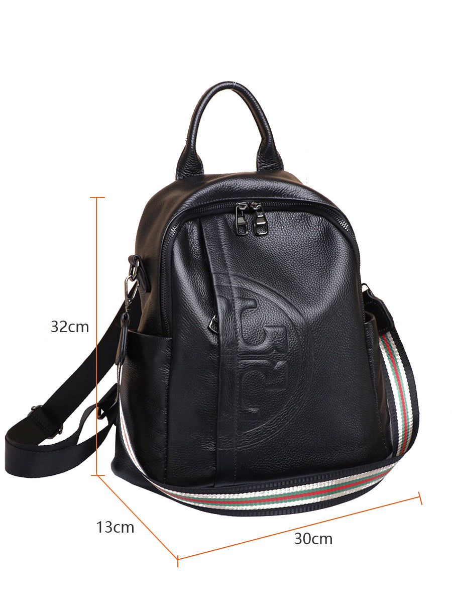 Genuine Real Cowhide Leather Backpack High Quality Women's Bag Durable Dirty Student School Bag - MERGE.DAY.1.FREESTYLE