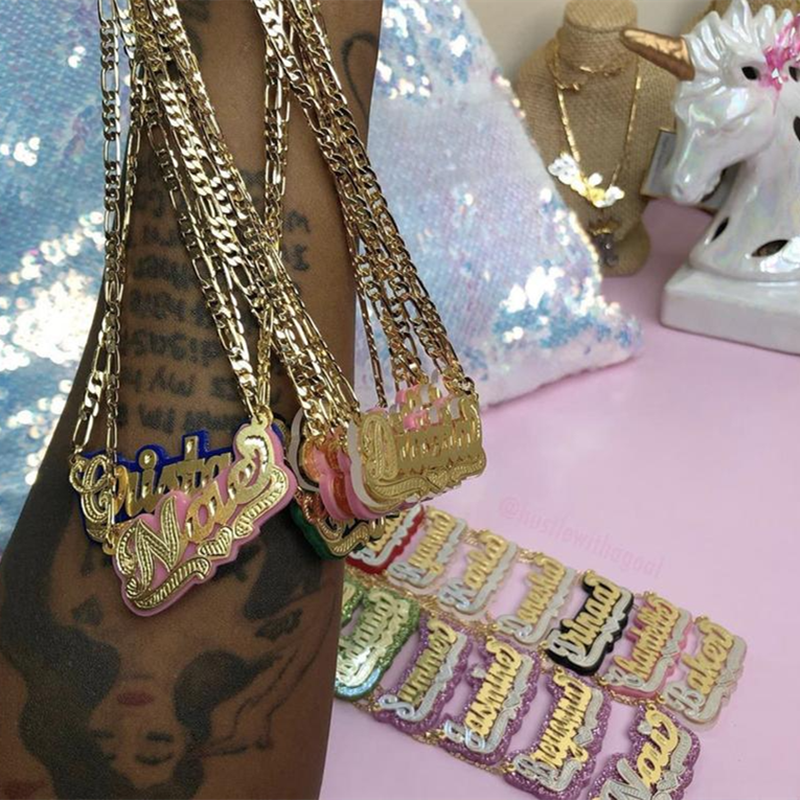 Customized Double Gold-plated Custom Name Necklace Custom Acrylic Pendant Necklace - MERGE.DAY.1.FREESTYLE