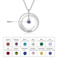 Circle Necklace with 1-3 Birthstones Custom Round Pendant Name Necklace - MERGE.DAY.1.FREESTYLE