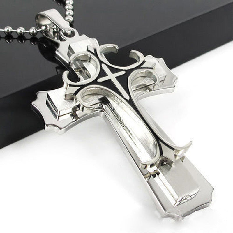 Black Rectangle Pendant Necklace Men Stainless Steel Chain Men Necklace Jewelry - MERGE.DAY.1.FREESTYLE