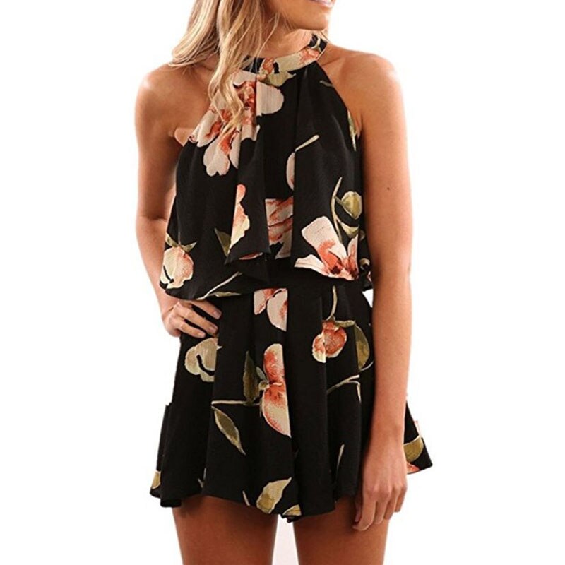 Sexy Jumpsuit For Women Loose Cause Boho Floral Female Rompers Beach Shorts Sets - MERGE.DAY.1.FREESTYLE