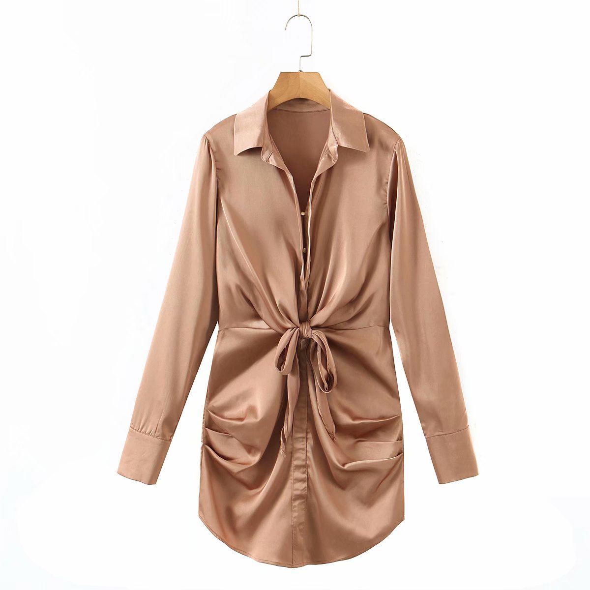 mini dress summer long sleeves women irregularity pleated vocation style loose white shirtdress - MERGE.DAY.1.FREESTYLE