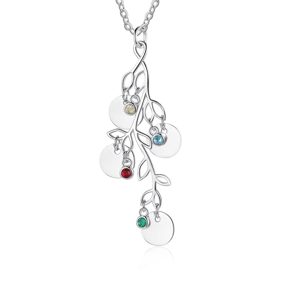Women Customized Birthstone Family Tree Name Necklace - MERGE.DAY.1.FREESTYLE