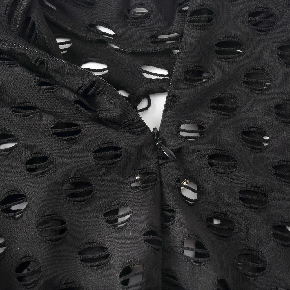 Sexy Hollow Out See Through Long Sleeve Jumpsuits Women Hole Grunge Skinny One Piece Rompers - MERGE.DAY.1.FREESTYLE