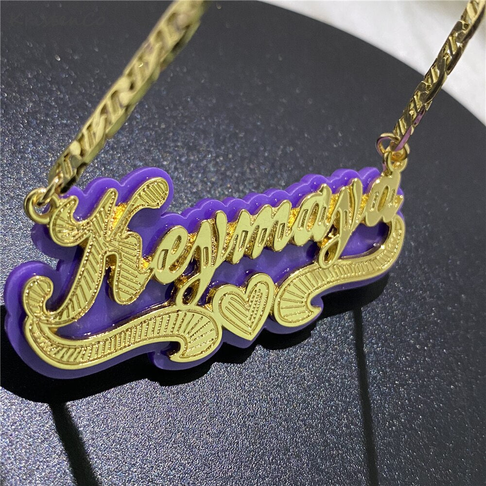 Customized Double Gold-plated Custom Name Necklace Custom Acrylic Pendant Necklace - MERGE.DAY.1.FREESTYLE