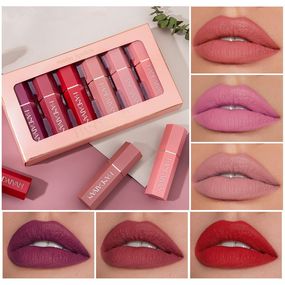 6 Colors Matte Non stick Cup Lipstick Long Lasting Moisturizing Lipstick Cosmetics Set - MERGE.DAY.1.FREESTYLE