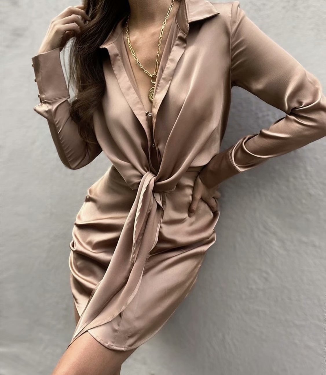 mini dress summer long sleeves women irregularity pleated vocation style loose white shirtdress - MERGE.DAY.1.FREESTYLE
