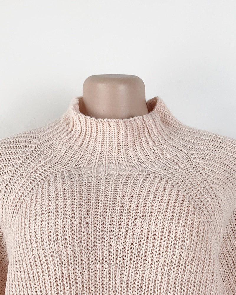 Women Turtleneck Oversized Knitted Dress Solid Long Sleeve Casual Elegant Mini Sweater Dress Plus Size - MERGE.DAY.1.FREESTYLE