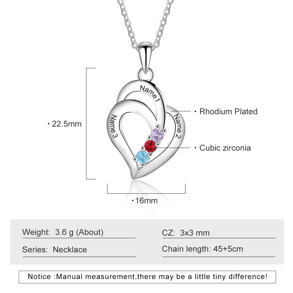 3 Birthstones Engravable Jewelry Customized Name Necklaces Pendant - MERGE.DAY.1.FREESTYLE