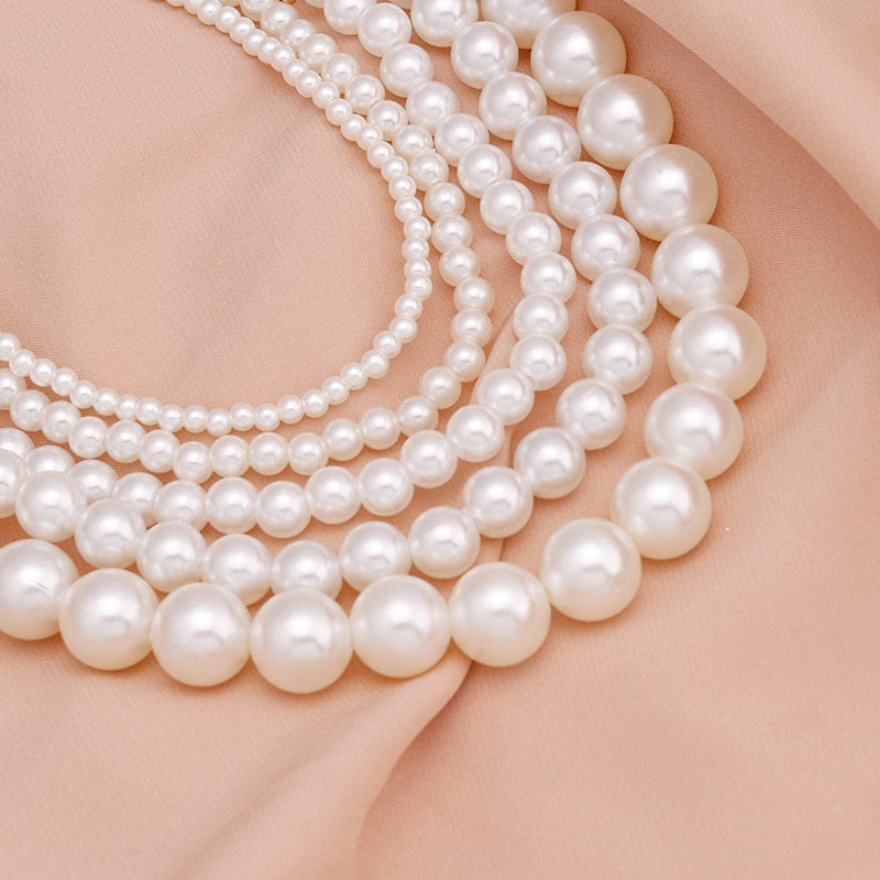 Big White Imitation Pearl Beads Choker Clavicle Chain Necklace For Women Wedding Jewelry - MERGE.DAY.1.FREESTYLE