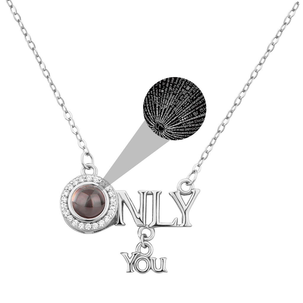 Customized 925 Silver 100 languages Projection Necklace Couple Memory Gifts - MERGE.DAY.1.FREESTYLE