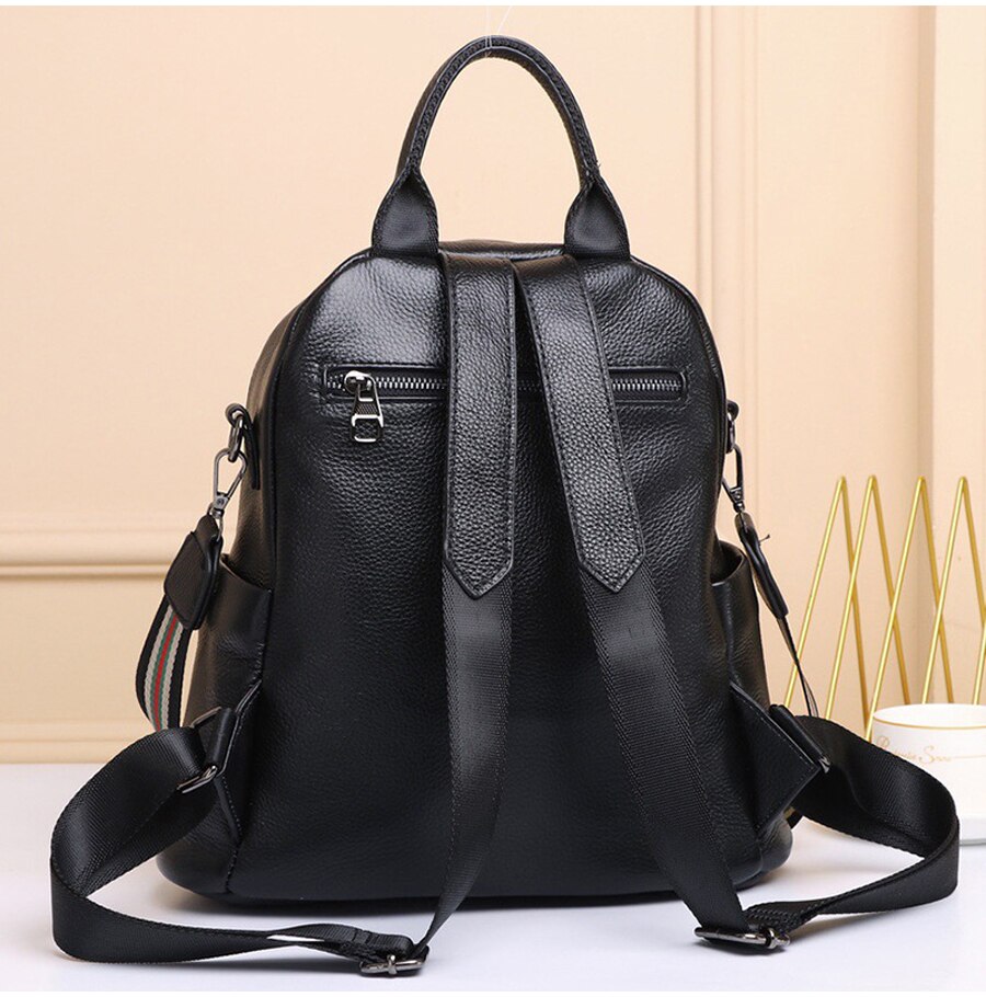 Genuine Real Cowhide Leather Backpack High Quality Women's Bag Durable Dirty Student School Bag - MERGE.DAY.1.FREESTYLE