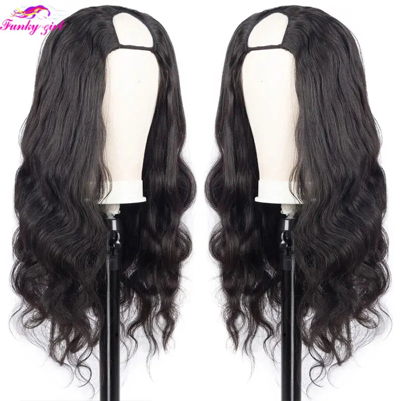Body Wave U Part Wigs 100% Human Hair Brazilian Wavy Virgin Hair Wigs For Women Remy Hair Human Hair Wigs 180% Density Cheap Wig - MERGE.DAY.1.FREESTYLE