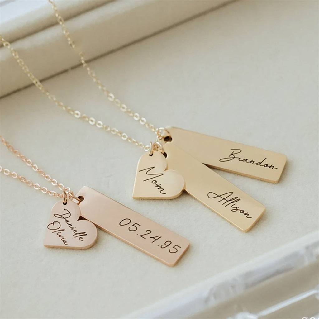 Heart-shaped Necklace Personalized Engraved Name Text Pendant - MERGE.DAY.1.FREESTYLE