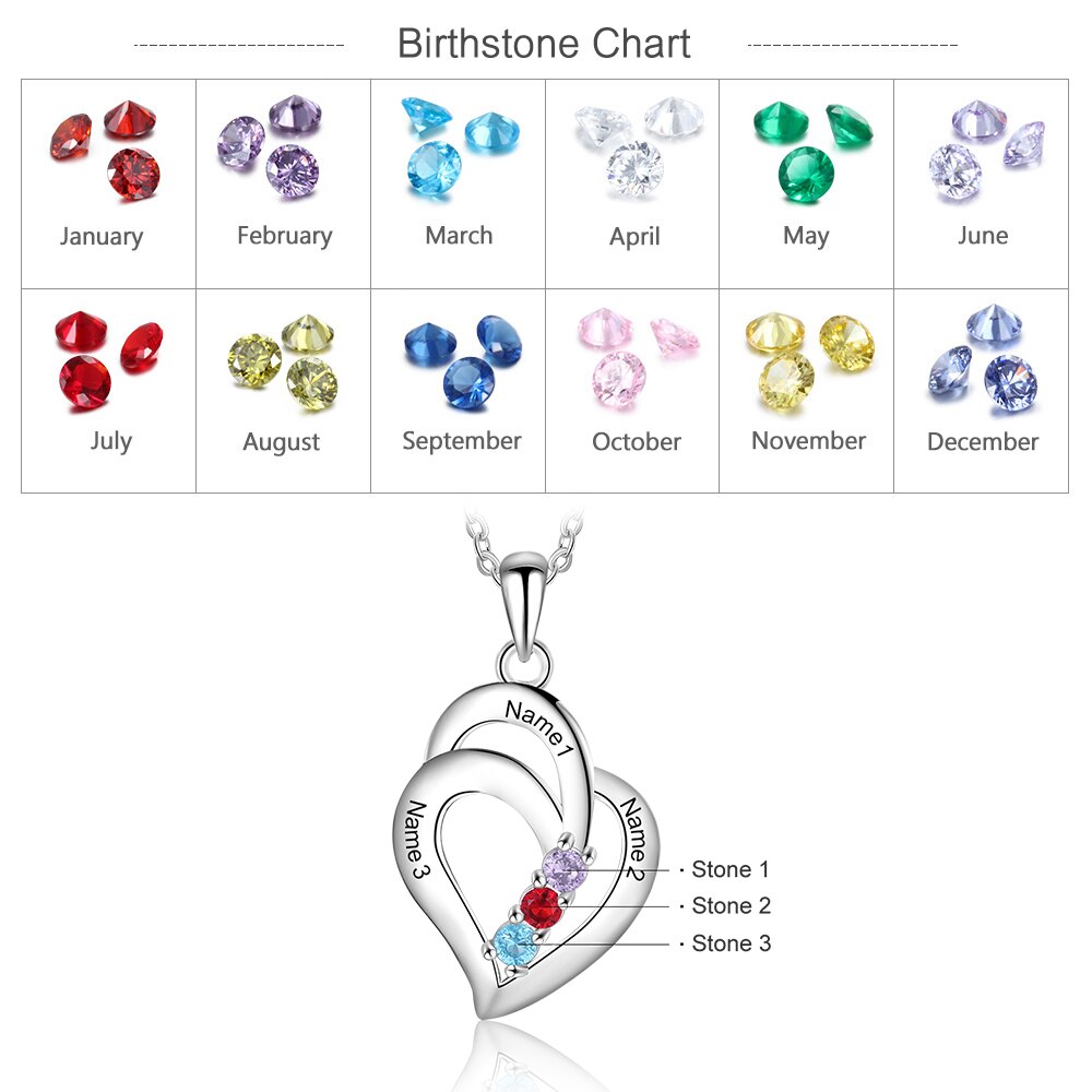 3 Birthstones Engravable Jewelry Customized Name Necklaces Pendant - MERGE.DAY.1.FREESTYLE