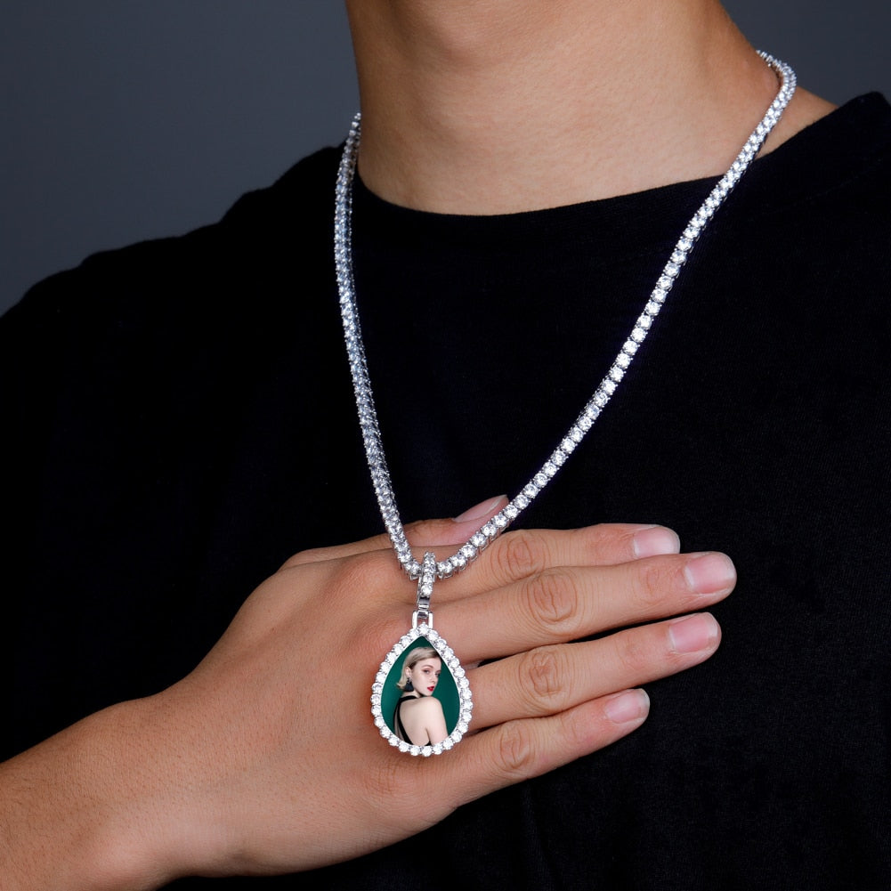 Custom Photo Pendant Drop-shaped Medal Pendant Necklace Hip Hop Jewelry - MERGE.DAY.1.FREESTYLE