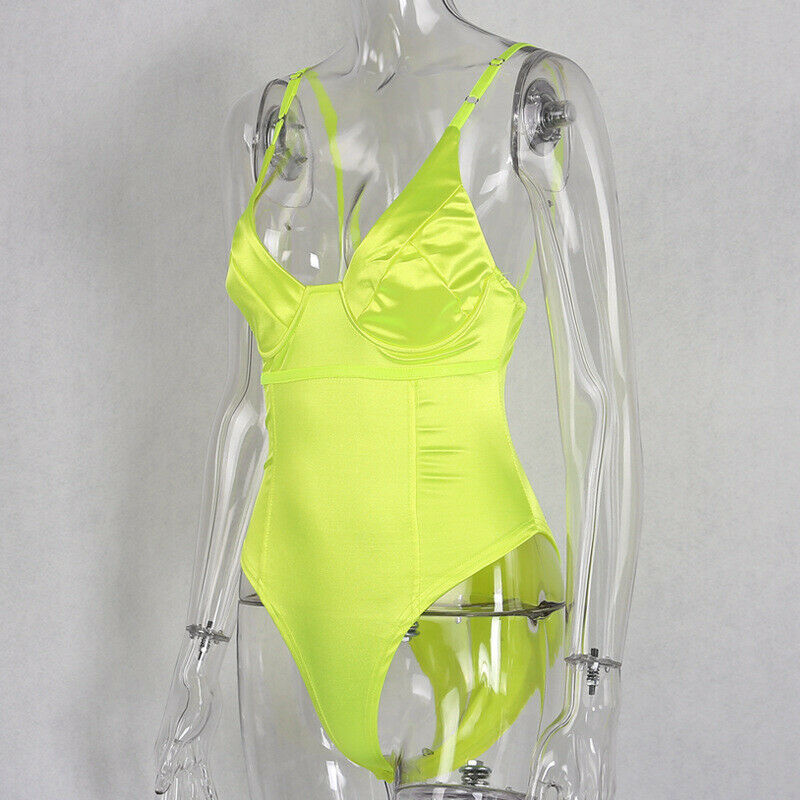 Women Sleeveless V Neck Sexy Bodycon Bodysuit Stretch Leotard Summer Jumpsuit - MERGE.DAY.1.FREESTYLE