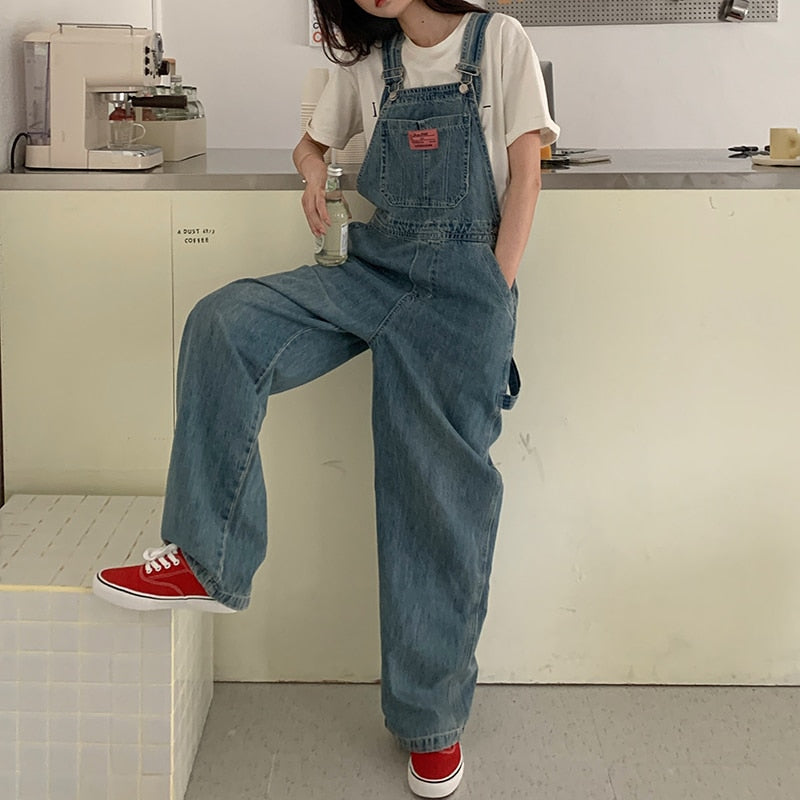 Casual Denim Jumpsuits Women Loose Overalls Baggy Wide Leg Rompers - MERGE.DAY.1.FREESTYLE