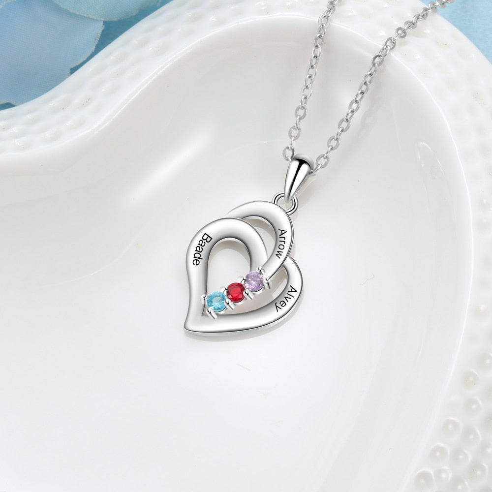 3 Birthstones Engravable Jewelry Customized Name Necklaces Pendant - MERGE.DAY.1.FREESTYLE