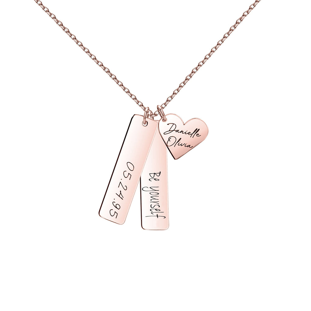 Heart-shaped Necklace Personalized Engraved Name Text Pendant - MERGE.DAY.1.FREESTYLE