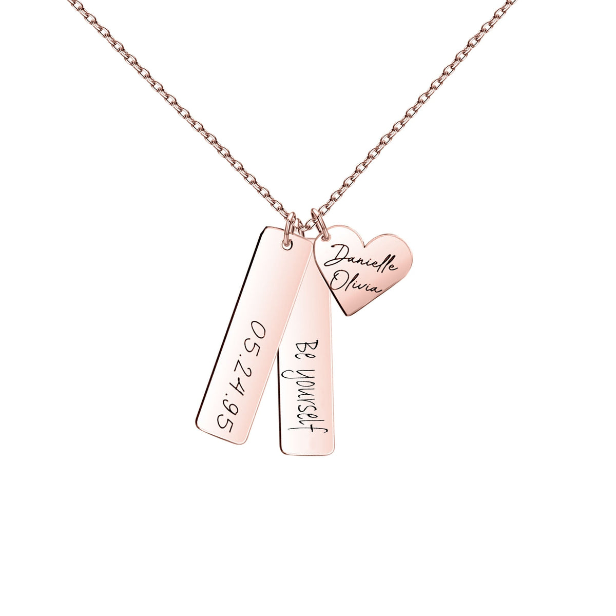 Heart-shaped Necklace Personalized Engraved Name Text Pendant - MERGE.DAY.1.FREESTYLE