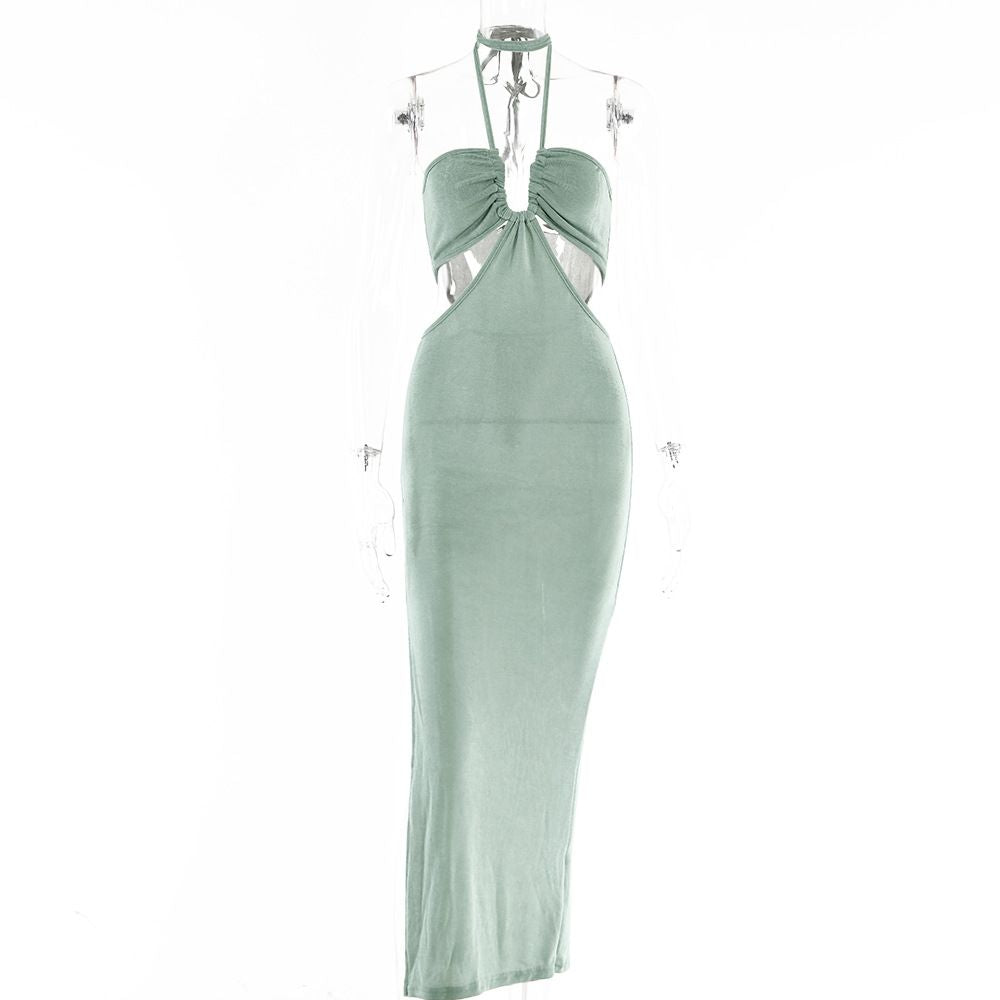 Women Halter Cut Out Backless Corset Midi Dress High Waist Split Slim Grunge Vestidos 2022 Summer - MERGE.DAY.1.FREESTYLE
